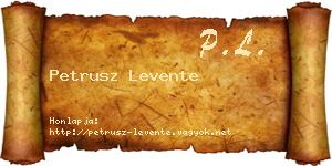 Petrusz Levente névjegykártya